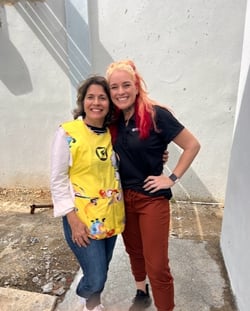 Lauren McWilliams (right) standing with Cecilia